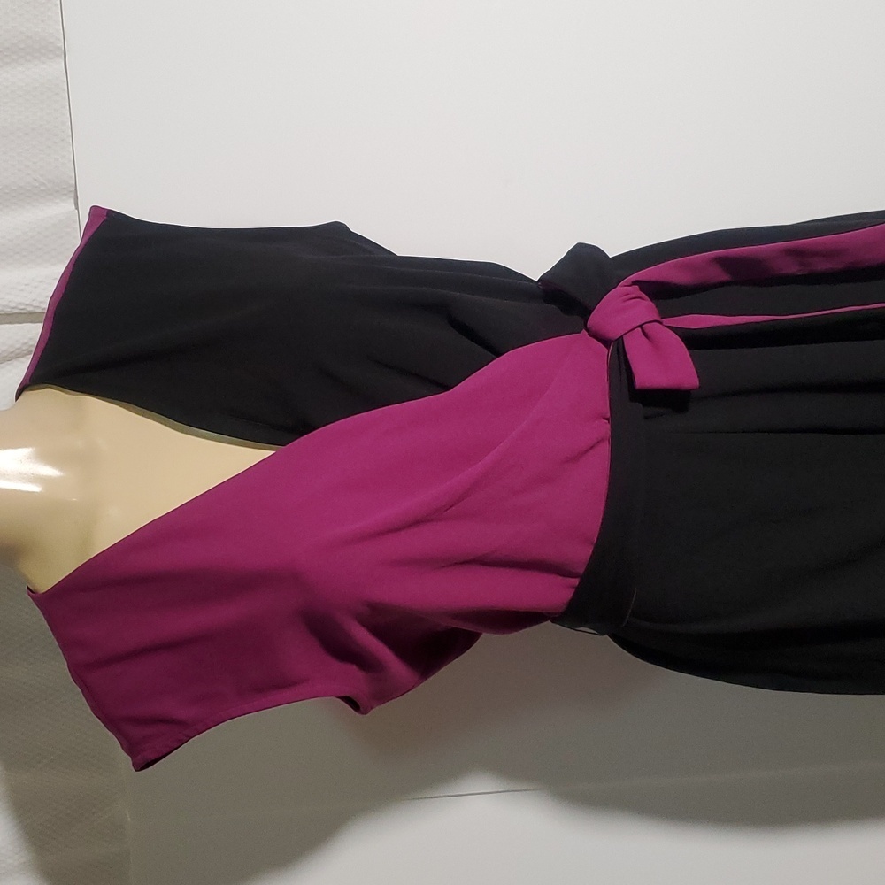 Sandra Darren Color Block Crepe Jumpsuit Hot Pink… - image 4